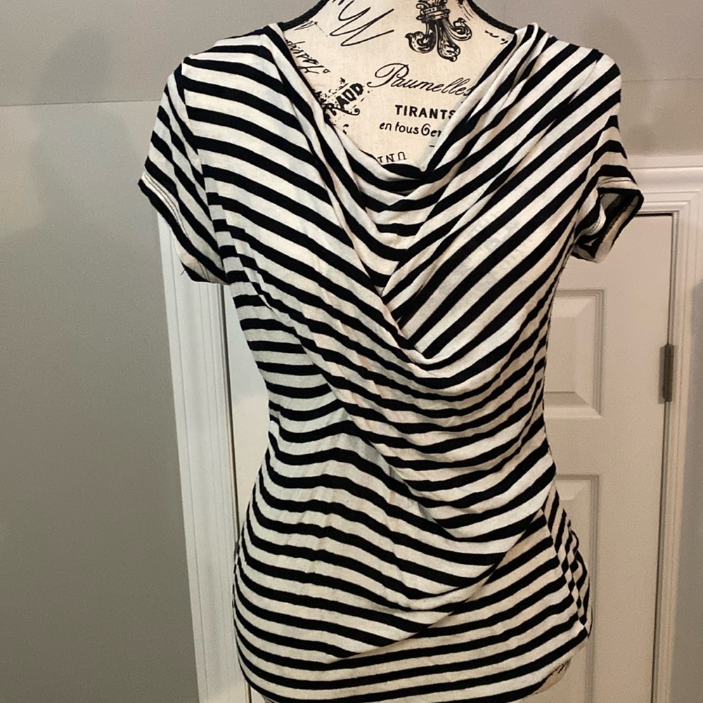 Cabi drape striped black and white blouse. Size medium.